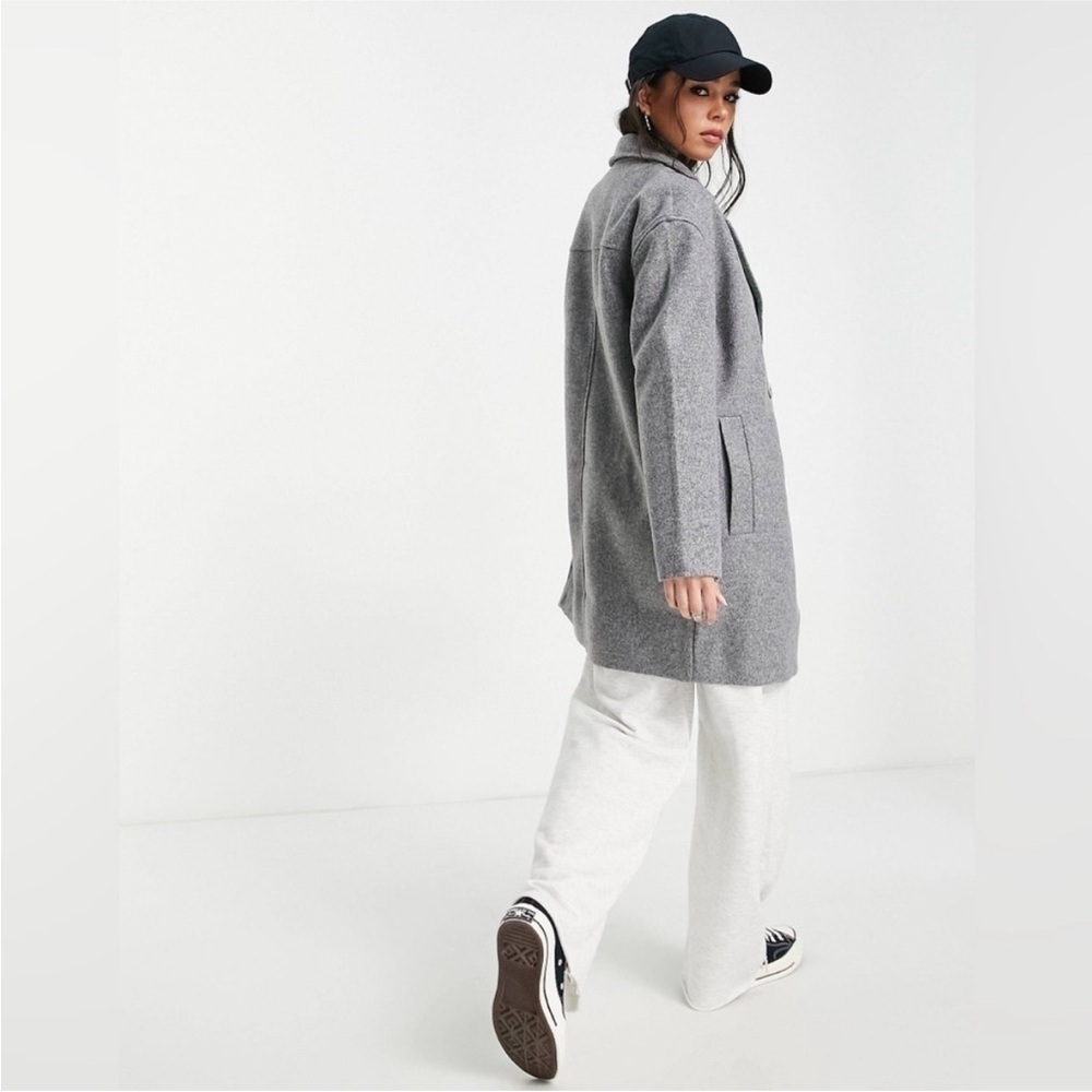 Topshop Riley Long Coat in Grey Marl - Picture 4 of 11